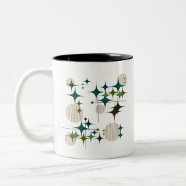 Mitte- des Jahrhundertsmoderne Sternexplosionen Zweifarbige Tasse