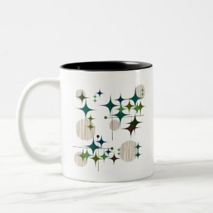 Mitte- des Jahrhundertsmoderne Sternexplosionen Zweifarbige Tasse