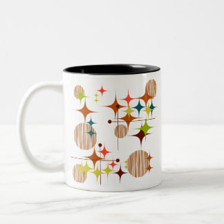 Mitte- des Jahrhundertsmoderne Sternexplosionen Zweifarbige Tasse