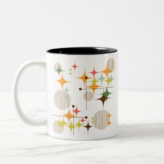 Mitte- des Jahrhundertsmoderne Sternexplosionen Zweifarbige Tasse (Links)
