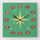Mitte- des Jahrhundertsmoderne Weihnachtsuhr Quadratische Wanduhr (Vorderseite)