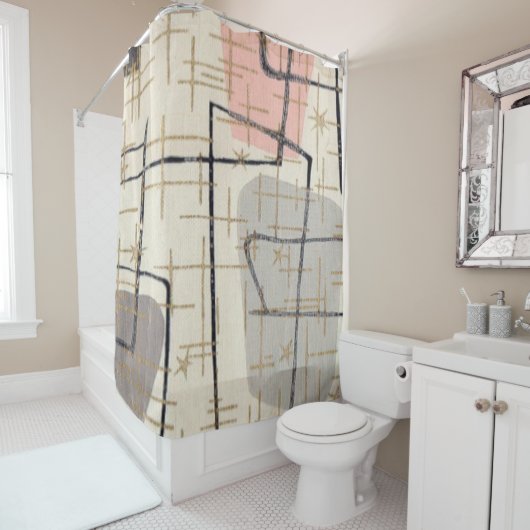 Mitte- des Jahrhundertsmoderner abstrakter Duschvorhang (Beispiel)