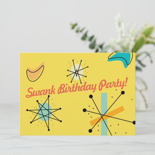 Mitte- des Jahrhundertsmoderner Entwurf Einladung (Stehend Vorderseite)