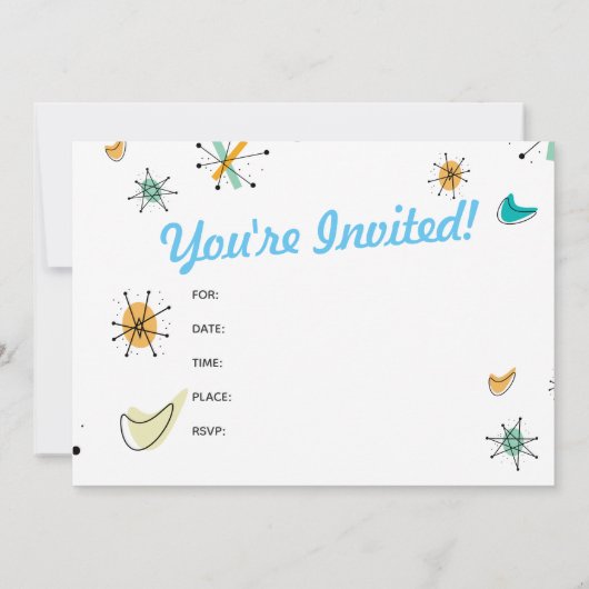 Mitte- des Jahrhundertsmoderner Entwurf Einladung (Rückseite)