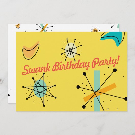 Mitte- des Jahrhundertsmoderner Entwurf Einladung (Vorne/Hinten)