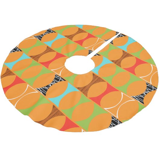 Mitte- des Jahrhundertsmoderner orange Polyester Weihnachtsbaumdecke (Schrägansicht)