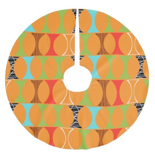 Mitte- des Jahrhundertsmoderner orange Polyester Weihnachtsbaumdecke (Vorderseite)