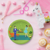 Mitte- des Jahrhundertsmoderner Paar-Papier-Teller Pappteller (Party)