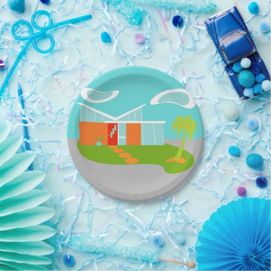 Mitte- des Jahrhundertsmoderner Pappteller (Party)