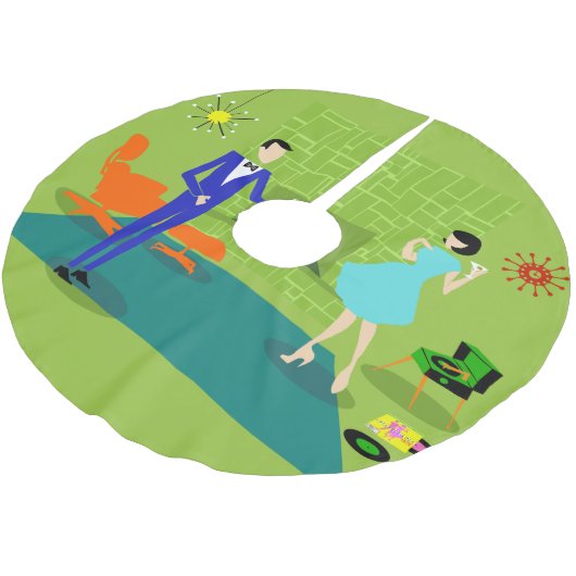 Mitte- des Jahrhundertsmoderner Polyester Weihnachtsbaumdecke (Schrägansicht)