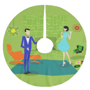 Mitte- des Jahrhundertsmoderner Polyester Weihnachtsbaumdecke