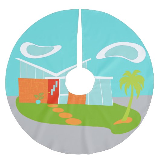 Mitte- des Jahrhundertsmoderner Polyester Weihnachtsbaumdecke (Vorderseite)