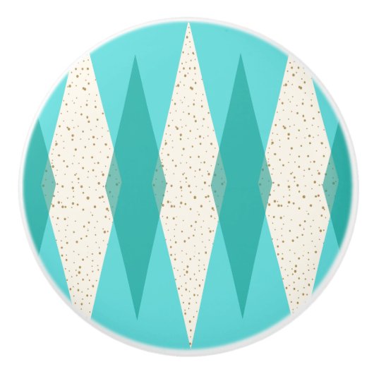 Mitte- des Jahrhundertsmoderner Rauten-Keramik-Zug Keramikknauf (Vorderseite)