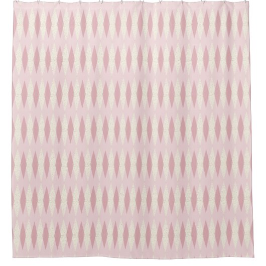 Mitte- des Jahrhundertsmoderner rosa Duschvorhang (Vorderseite)