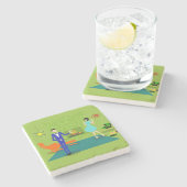 Mitte- des Jahrhundertsmoderner Steinuntersetzer (Seitenansicht)