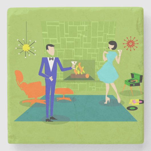 Mitte- des Jahrhundertsmoderner Steinuntersetzer (Vorderseite)