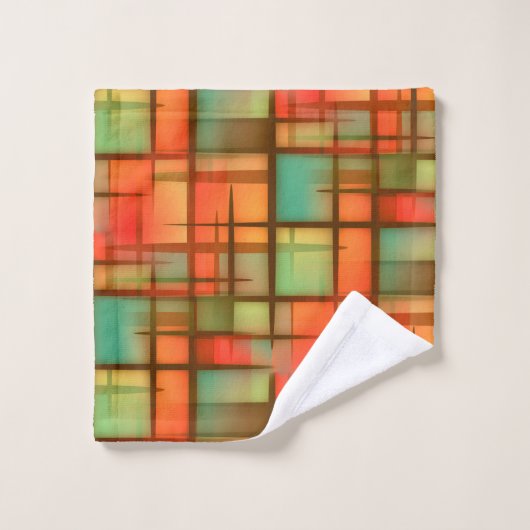 Mitte- des Jahrhundertsmodernes abstraktes Badhandtuch Set (Waschlappen)