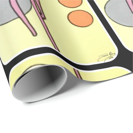 Mitte- des Jahrhundertsmodernes abstraktes Geschenkpapier (Rolleneckpunkt)