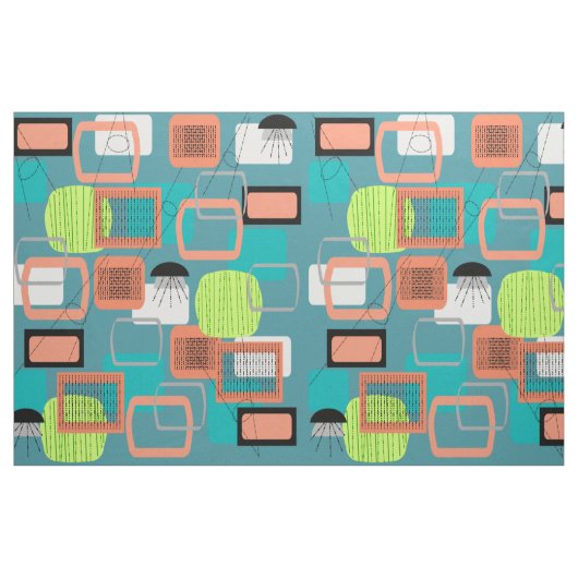 Mitte- des Jahrhundertsmodernes aquamarines Stoff (Yard (91,4 cm))