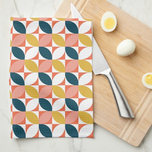 Mitte- des Jahrhundertsmodernes Blatt-Muster Geschirrtuch (Viertel Falte)