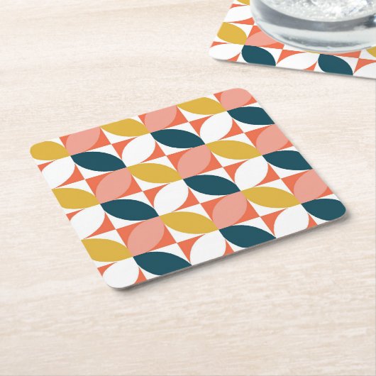 Mitte- des Jahrhundertsmodernes Blatt-Muster Rechteckiger Pappuntersetzer (angewinkelt)