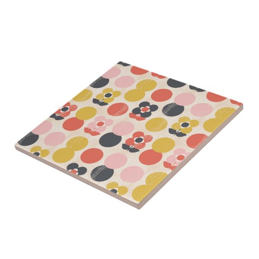 Mitte- des Jahrhundertsmodernes Blumen-Muster Fliese (Seite)