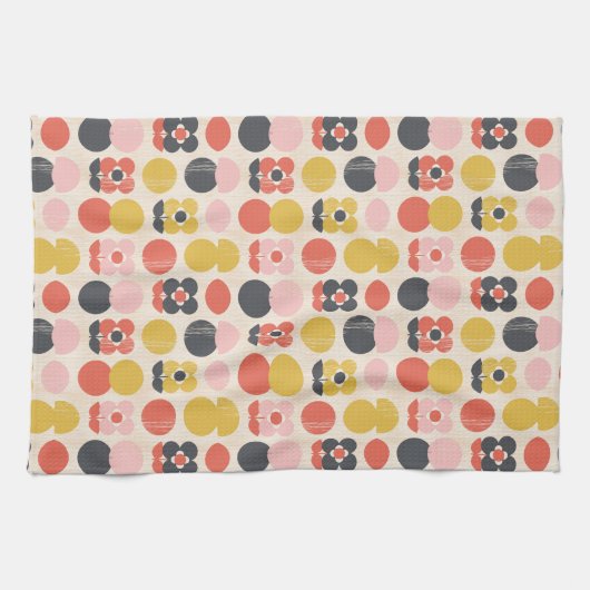 Mitte- des Jahrhundertsmodernes Blumen-Muster Geschirrtuch (Horizontal)