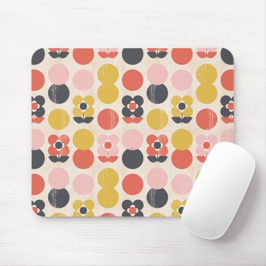 Mitte- des Jahrhundertsmodernes Blumen-Muster Mousepad (Mit Mouse)