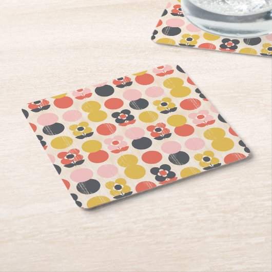 Mitte- des Jahrhundertsmodernes Blumen-Muster Rechteckiger Pappuntersetzer (angewinkelt)