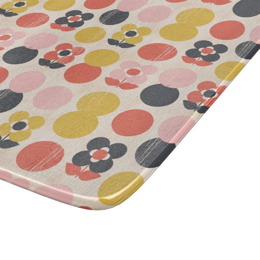 Mitte- des Jahrhundertsmodernes Blumen-Muster Schneidebrett (Ecke)