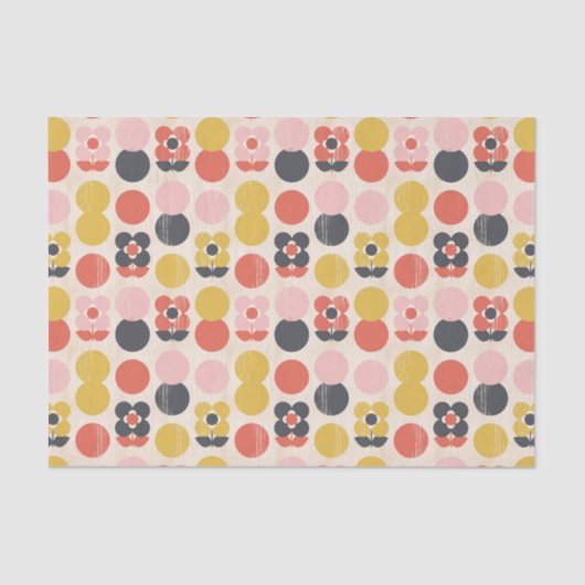 Mitte- des Jahrhundertsmodernes Blumen-Muster Seidenpapier (Vorderseite)