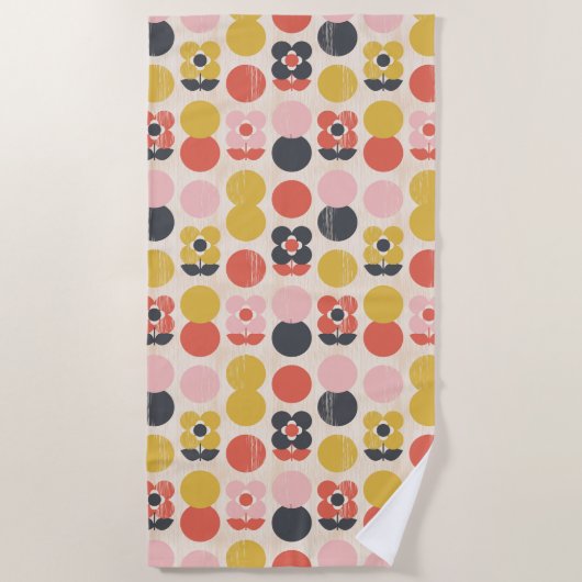 Mitte- des Jahrhundertsmodernes Blumen-Muster Strandtuch (Vorderseite)