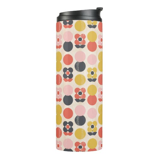 Mitte- des Jahrhundertsmodernes Blumen-Muster Thermosbecher (Nach links gedreht)