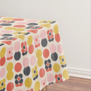 Mitte- des Jahrhundertsmodernes Blumen-Muster Tischdecke