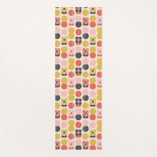 Mitte- des Jahrhundertsmodernes Blumen-Muster Yogamatte (Vorderseite)