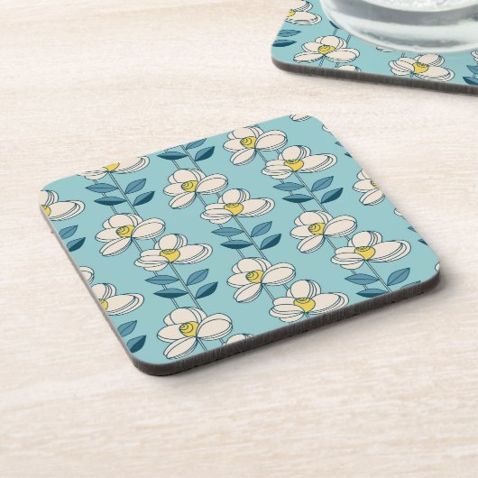 Mitte- des Jahrhundertsmodernes Blumenblatt-Muster Getränkeuntersetzer (Linke Seite)