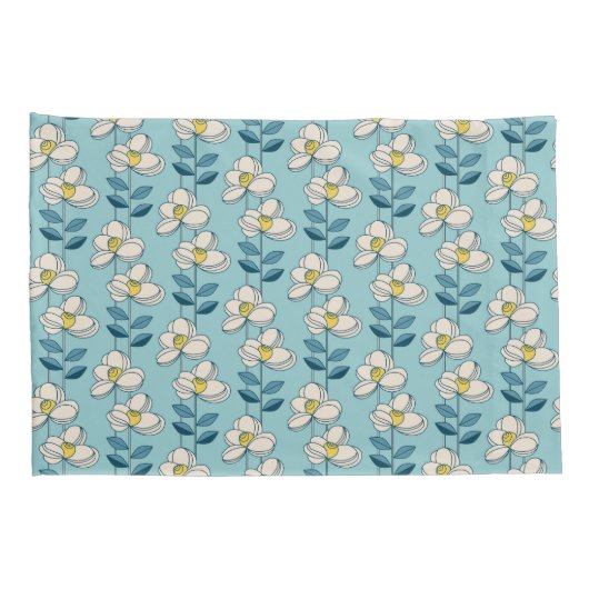 Mitte- des Jahrhundertsmodernes Blumenblatt-Muster Kissenbezug (Rückseite-Rechts)