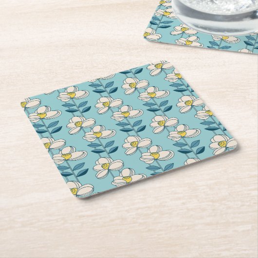 Mitte- des Jahrhundertsmodernes Blumenblatt-Muster Rechteckiger Pappuntersetzer (angewinkelt)