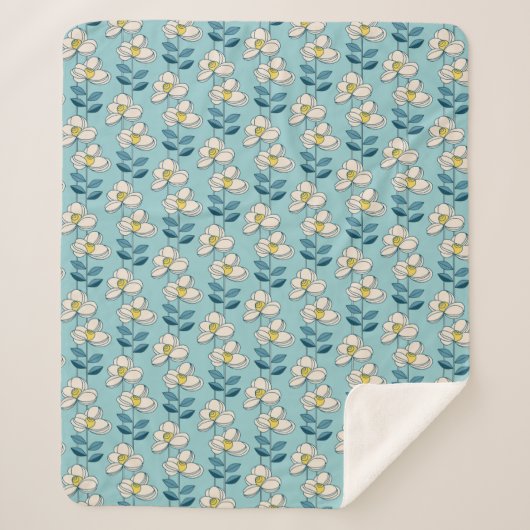 Mitte- des Jahrhundertsmodernes Blumenblatt-Muster Sherpadecke (Vorderseite)