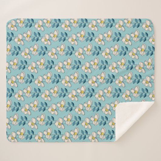 Mitte- des Jahrhundertsmodernes Blumenblatt-Muster Sherpadecke (Vorderseite (Horizontal))