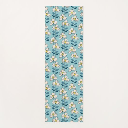 Mitte- des Jahrhundertsmodernes Blumenblatt-Muster Yogamatte (Vorderseite)