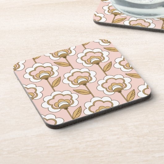 Mitte- des Jahrhundertsmodernes Blumenmuster Getränkeuntersetzer (Linke Seite)