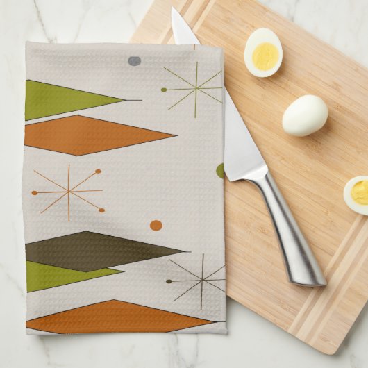 Mitte- des Jahrhundertsmodernes Diamant-Muster Geschirrtuch (Viertel Falte)