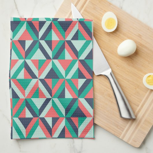 Mitte- des Jahrhundertsmodernes geometrisches Geschirrtuch (Viertel Falte)