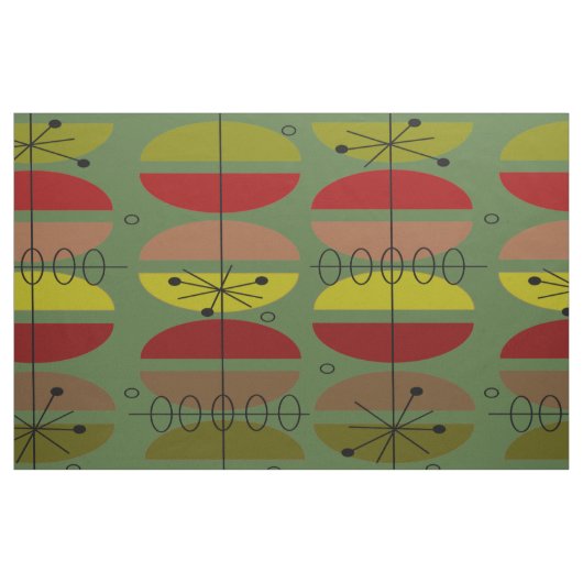 Mitte- des Jahrhundertsmodernes grünes abstraktes Stoff (Yard (91,4 cm))