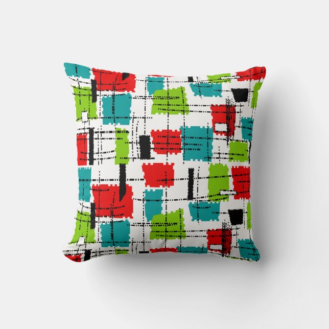 Mitte- des Jahrhundertsmodernes inspiriertes Kissen (Vorderseite)