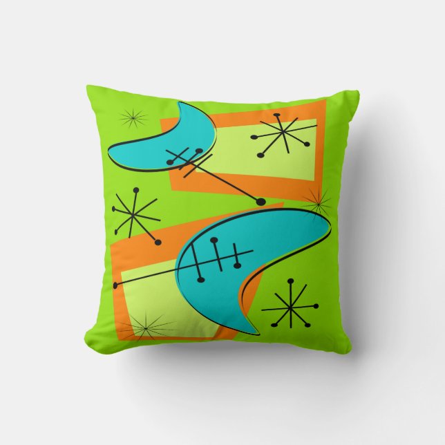 Mitte- des Jahrhundertsmodernes Kissen Atom5 (Vorderseite)