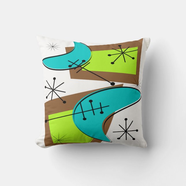 Mitte- des Jahrhundertsmodernes Kissen Atom6 (Vorderseite)