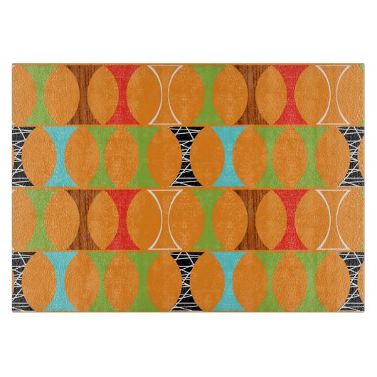 Mitte- des Jahrhundertsmodernes orange Schneidebrett (Vorderseite)