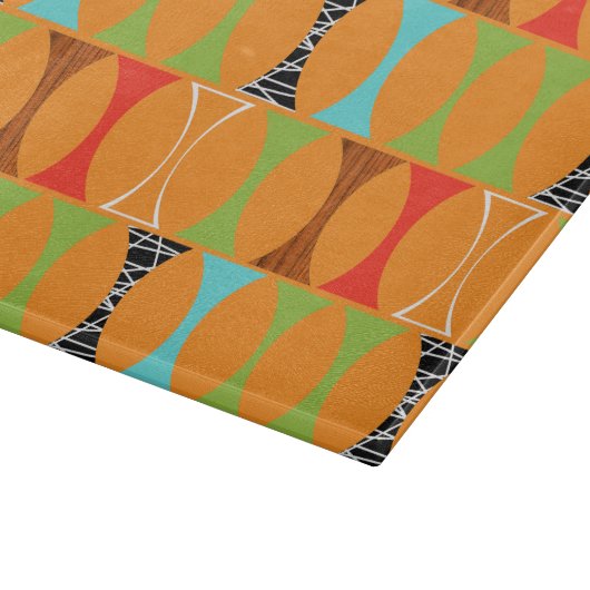 Mitte- des Jahrhundertsmodernes orange Schneidebrett (Ecke)